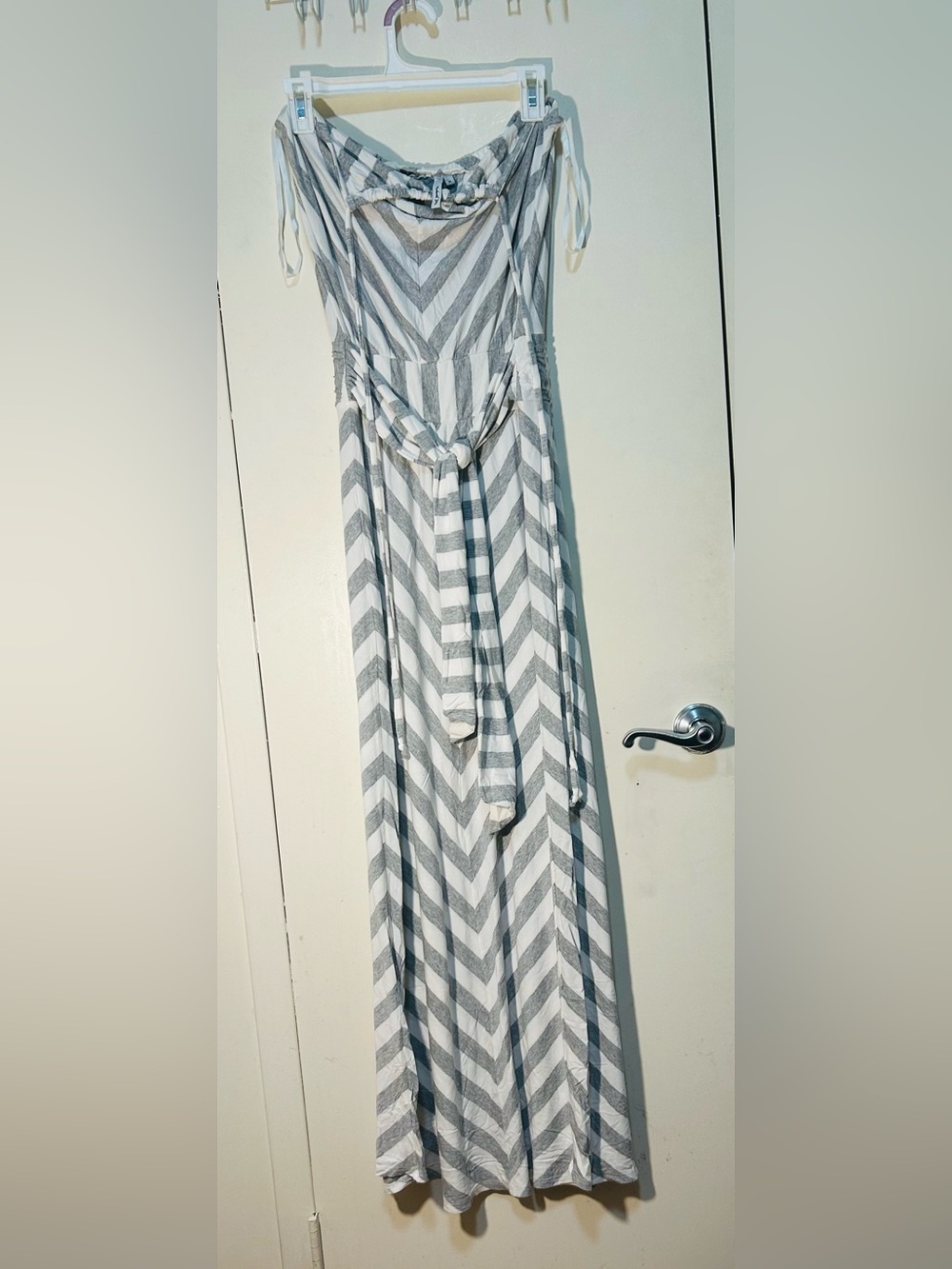 Michael Stars Gray & White Strapless Chevron Maxi Dress - Picture 6 of 6